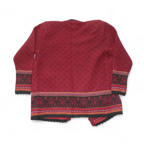 Susan Bristol Vintage Hand Embroidered Cardigan Sweater Women's S Burgundy Red - Picture 2 of 8